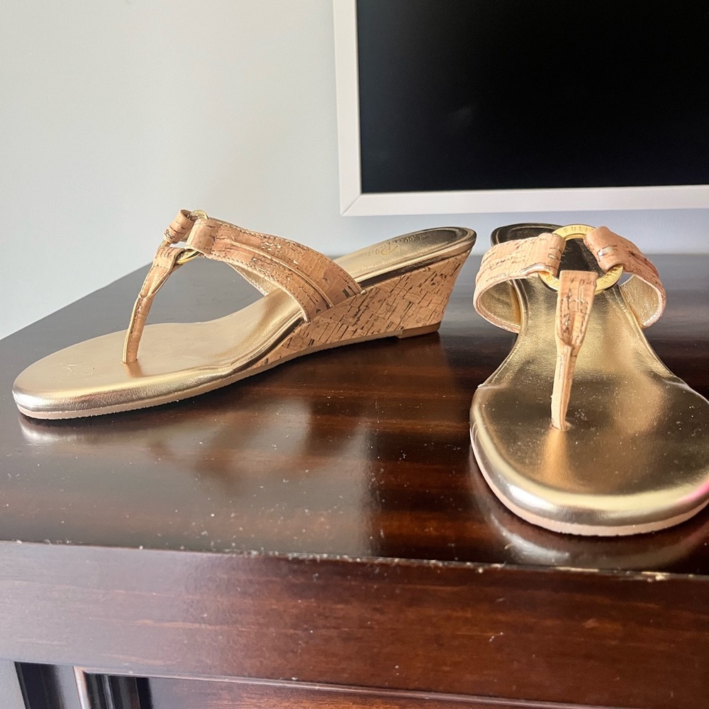 Lilly Pulitzer Gold Wedge Sandals with Metallic Finish